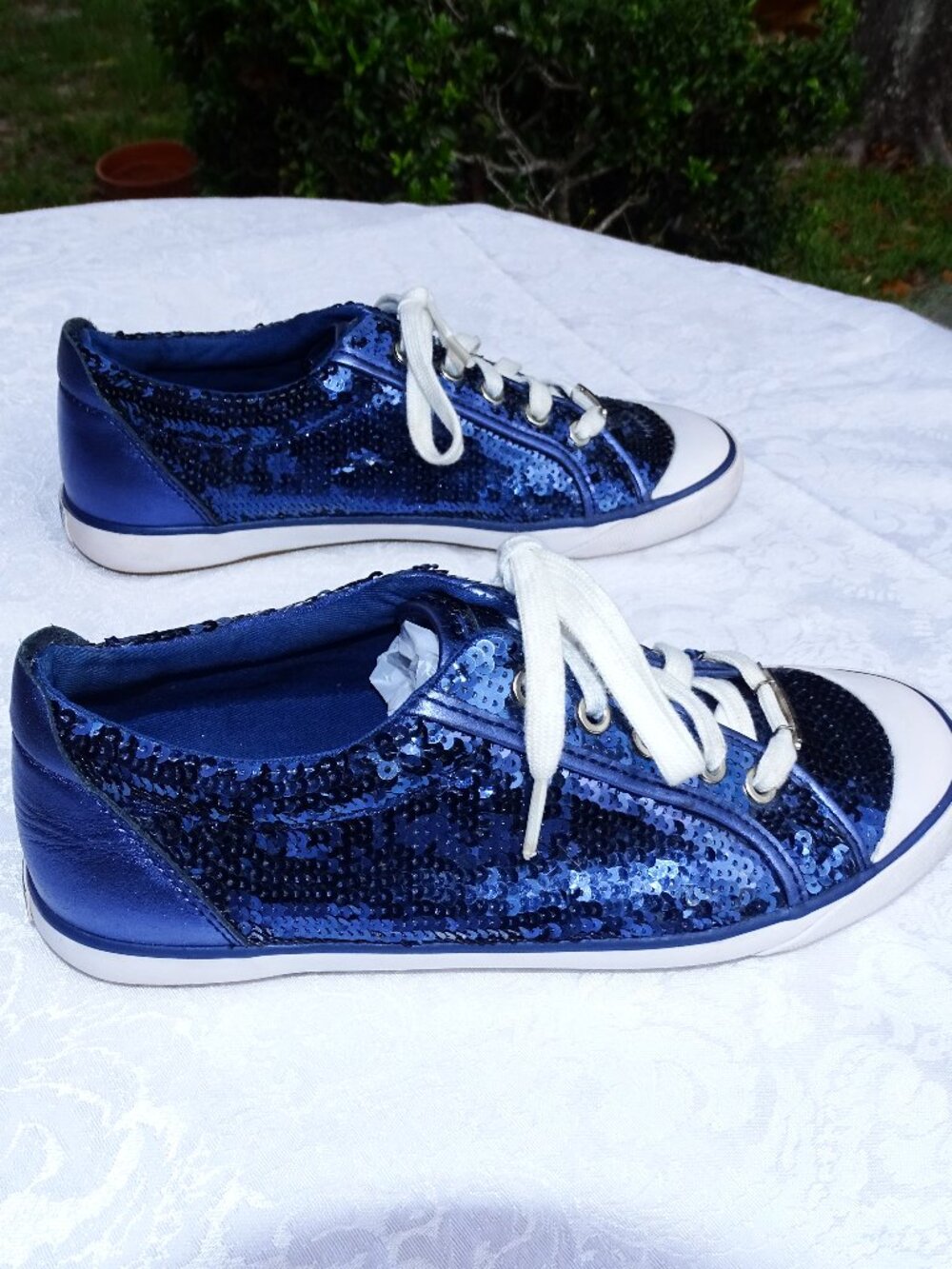 Coach Blue Sequin Tennis Shoes 9B - Picture 5 of 10